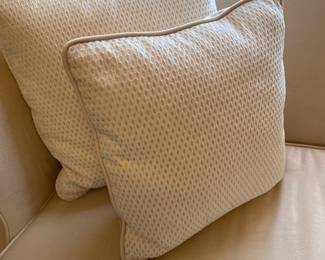Brand new velvet upholstered couch with custom made pillows. Have two matching couches that are identical.