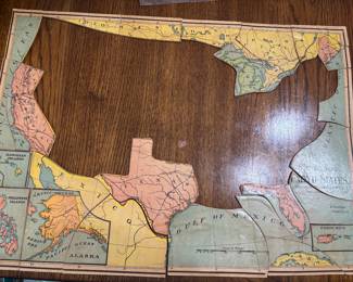 Vintage Milton Bradley Wooden Outline of United States Map. We started it for you, you’ll have to purchase it to complete it.
