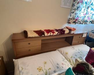 MCM full bed with storage in headboard 