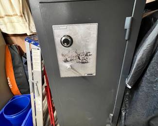 American Security Products manual combination gun safe. Have combination. Dehumidifier. Very heavy. Need help moving. Has a wooden box cover on wheels, if interested. 