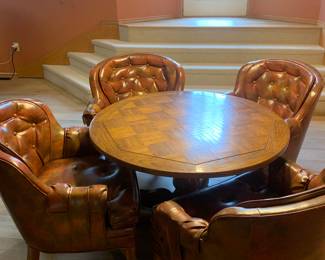 Wonderful game table with four tufted leather chairs…these sets are hard to come by these days…don’t miss this beauty!