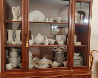 China closet full of Belleek and china