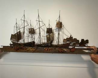 Large Curtis Jere signed wall sculpture.  MCM