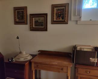 More wall art. early wash stand, light fixture shade