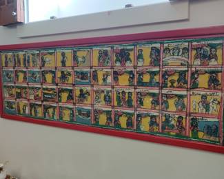large, impressive Ethiopian painting on fabric of the story of Solomon.