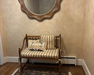 OAK BENCH AND MIRROR