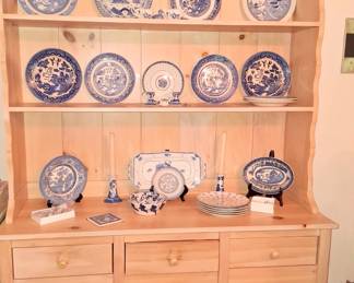 Blue willow and cabinet
