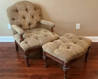 Tufted Arm Chair And Footrest