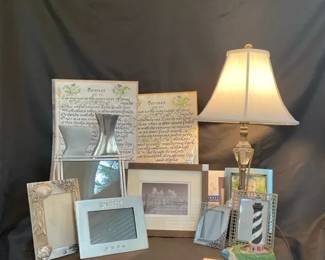 Assorted Frames, Vases, And Lamp