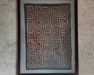 Vintage Panama Mola Folk Art Textile Framed 24.25" x 18.25"