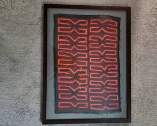 Vintage Panama Mola Folk Art Textile Framed 24.25" x 18.25"