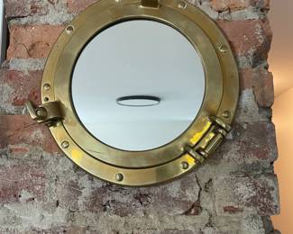 Nautical brass mirror. 