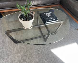 Glass coffee table from Room & Board.