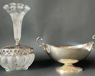Ellis Barker silver plate pedestal bowl, rose bowl