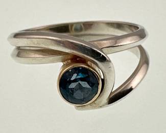 14kt, sterling blue topaz ring