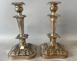 Old Sheffield plate candlesticks