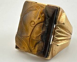 10kt tiger's eye ring