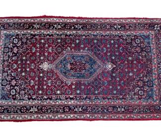 Bidjar wool red, blue scatter rug; approx. 3’ x 5.5’