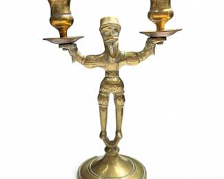 19th Century Russian Brass Cossack Candlestick