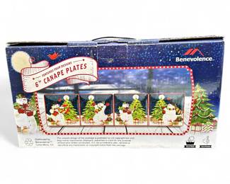 Set of 4 Benevolence Snowman & Tree 6" Canape Plates