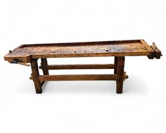 Antique European Carpenter's Workbench / Console Table