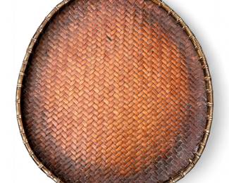 Vintage Asian Woven Rice Winnowing Tray / Wall Basket