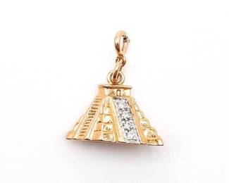Sterling Silver Gold-Tone Vermeil Pyramid Charm by Meda