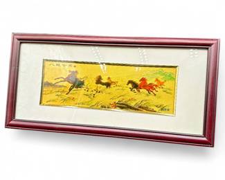 Framed Gold Foil Art Print 'Eight Horses' Xu Beihong