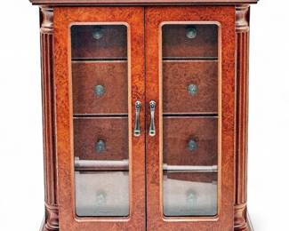Tabletop Jewelry Armoire with Glass Double Doors