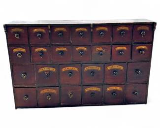 Antique 26-Drawer Apothecary Cabinet w/ Labels