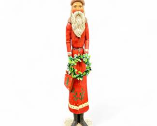 Large Folk Art Style Slender Santa Claus Figurine