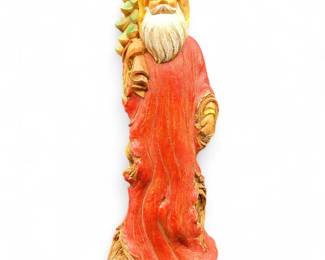 Large Folk Art "Tree Trunk" Santa Claus Figurine