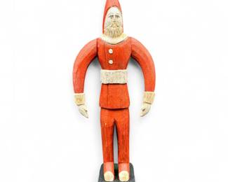 Large Hand-Carved Folk Art Santa Figure