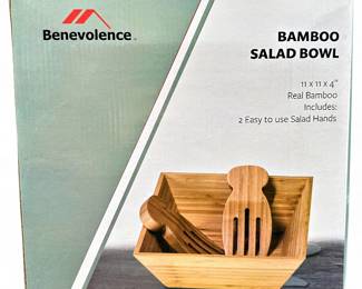 Benevolence Bamboo Salad Bowl w/ Salad Hands