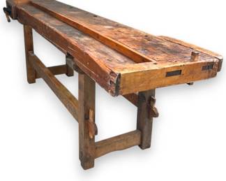 Antique European Carpenter's Workbench / Console Table