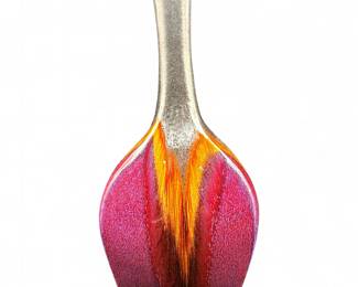 Large Modern Ceramic Vase w/ 'Flame' Drip Glaze