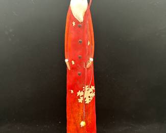 Large Folk Art Style Tall Slender Santa Claus Figurine