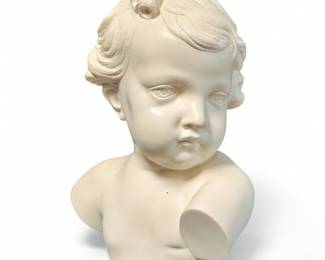 Vintage Italian Bonded Marble Child's Bust Sculpture