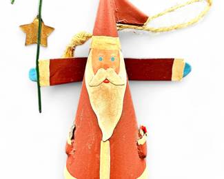 Folk Art Cone-Shaped Santa Claus Christmas Ornament