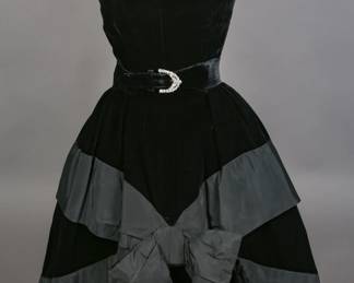 1950s Suzy Perrette silk velvet couture dress.