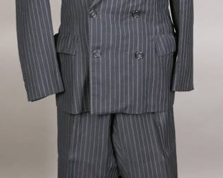 1930s High Style Navy Wool Pinstripe Double-Breasted Suit