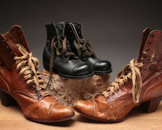 Youth sized Edwardian era lace up leather boots