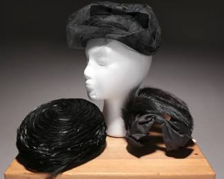 Assorted 40s and 50s era black hats