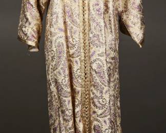 Glam Mid Mod 1960s over the top Purple and Gold Lurex caftan.