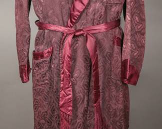 1950s Town Clad brand Men's Printed Burgundy Smoking Robe