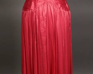 Shocking Pink 1940s wartime homemade pleated silk gown