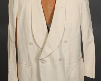 RARE 1930s Cotton Canvas Palm Beach Suit Jacket with Shawl Collar and double breasted styling