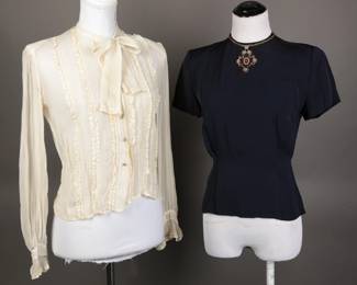 A pair of perfect 1940s silk and rayon blouses