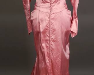 Red Carpet worthy 1940s Hand made Pink Satin Gown with bustier, bolero and train