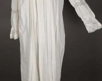 Lovely Edwardian Era Cotton and Hand-Crocheted Nightgown